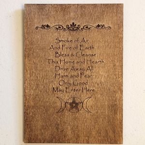 Pagan Home Blessing Laser Engraved on Wood